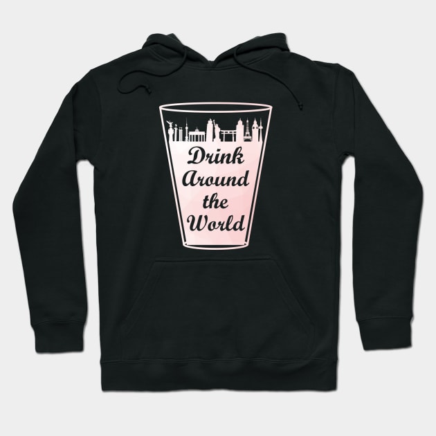 Drink Around the World Glass Millennial Pink Geometric Hoodie by FandomTrading